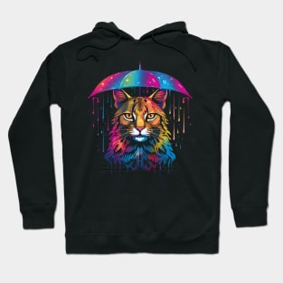 Bobcat Rainy Day With Umbrella Hoodie